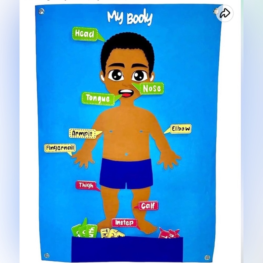 Felt Body Sensory Learning Board :kids Early Education Toy Labeling Body parts